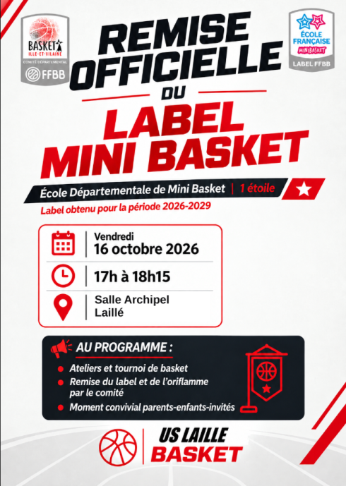 🏀Le 16 Octobre : Venez célébrer notre label Mini Basket ! 🏀