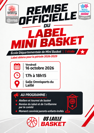 🏀Le 16 Octobre : Venez célébrer notre label Mini Basket ! 🏀