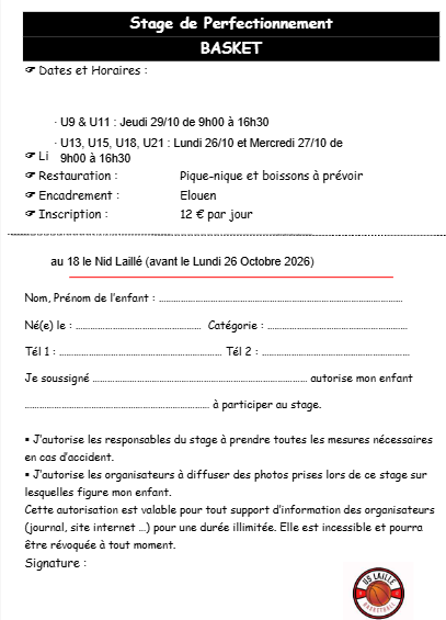 Stage de la Toussaint 2026 : venez nombreux !